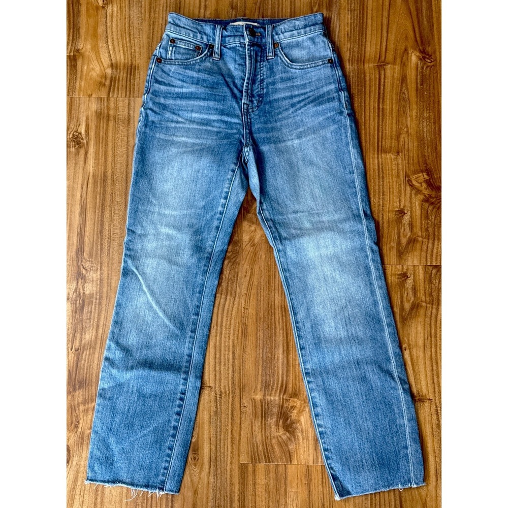Madewell The Perfect Vintage Jeans Womens 23 Light Wash Mid-Rise Slim Raw Hem